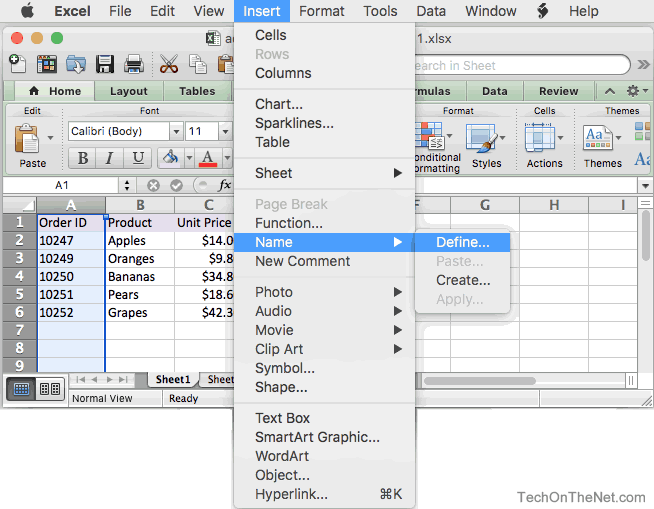 command insert column excel for mac